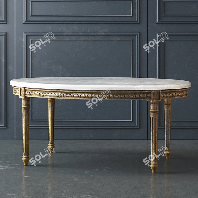 Eloquence Vintage Coffee Table: Distressed Gilt 3D model image 1