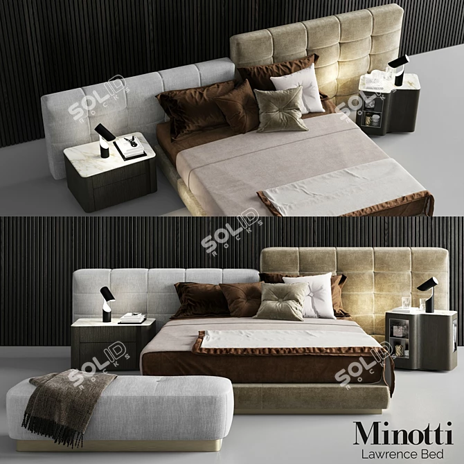 Modern Elegance: Minotti Lawrence Bed Set 3D model image 1