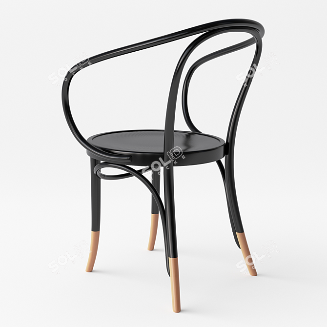 Sleek Black Bentwood Chair 3D model image 2