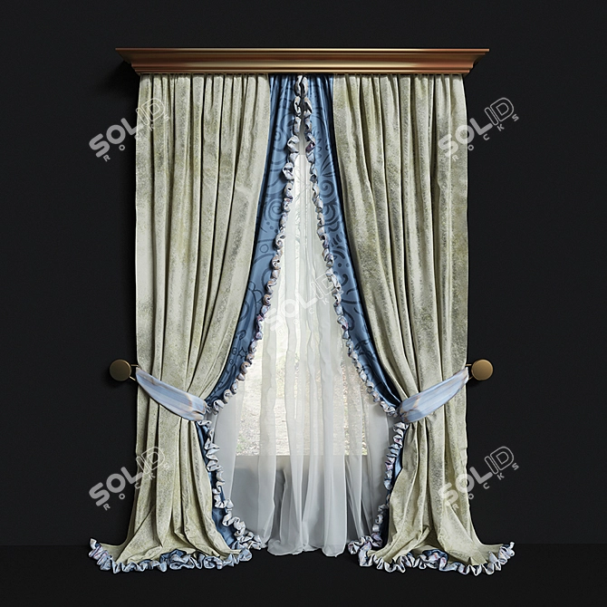 Elegant Eaves Curtain 3D model image 1