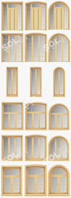 Panoramic Arched Windows Set 3D model image 2