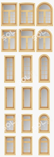 Panoramic Arched Windows Set 3D model image 3