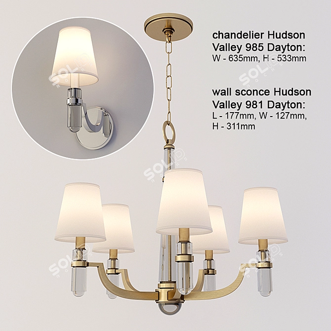 Hudson Valley Dayton Chandelier - Elegant Lighting Fixture with Multiple Size Options 3D model image 2