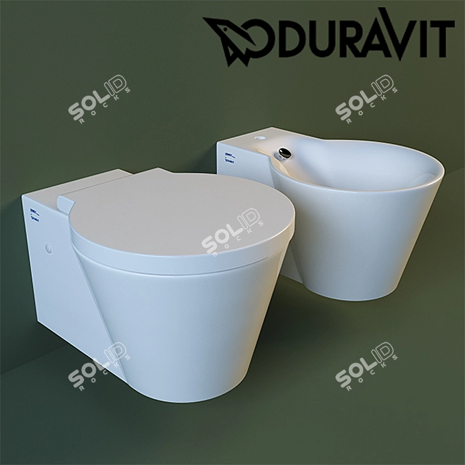 Luxury Duravit Starck 1: Wall-Mounted Toilet & Bidet 3D model image 1