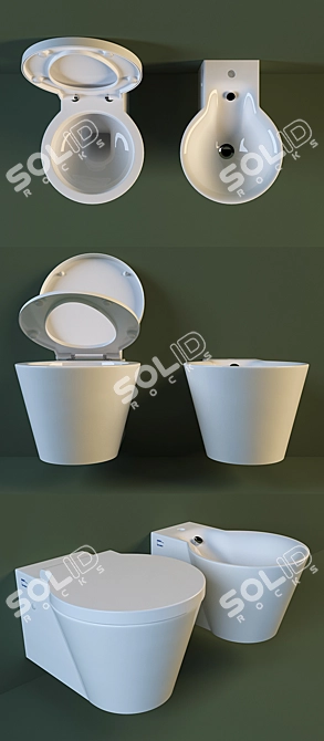 Luxury Duravit Starck 1: Wall-Mounted Toilet & Bidet 3D model image 2