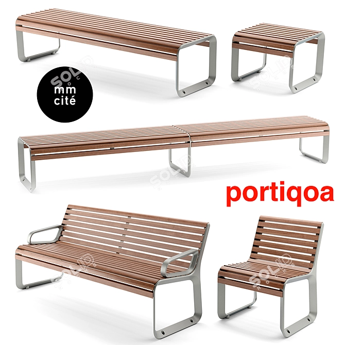 Modern and Versatile mmcite Portiqoa Benches 3D model image 1