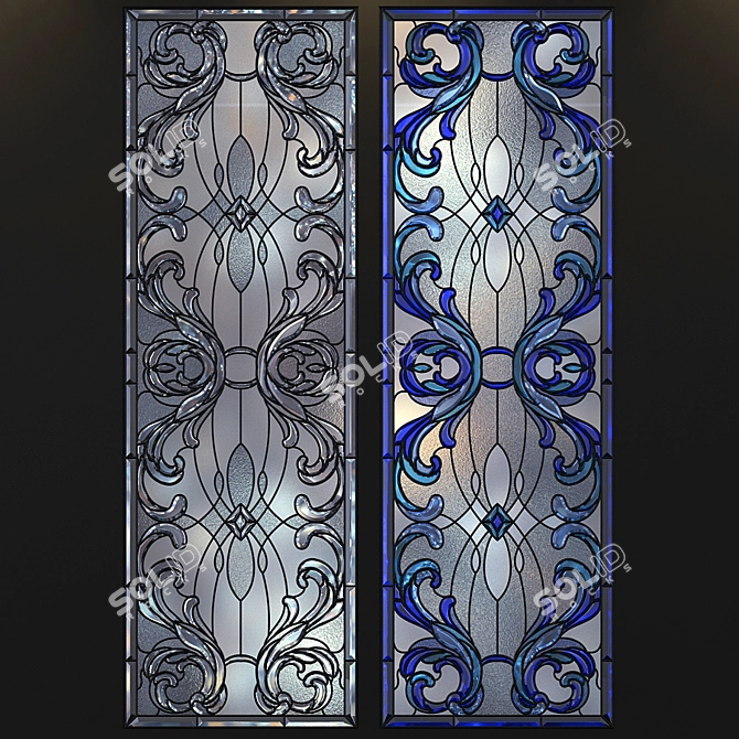 Elegant Stained Glass Set 3D model image 3