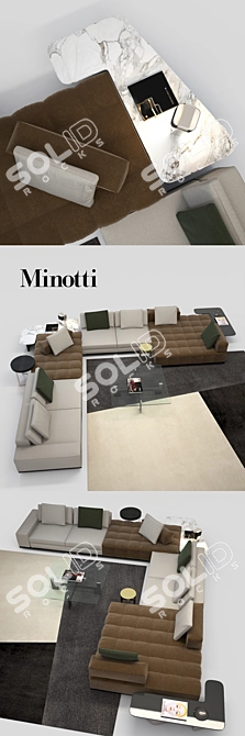 Sophisticated Minotti Lawrence Seating System 3D model image 2