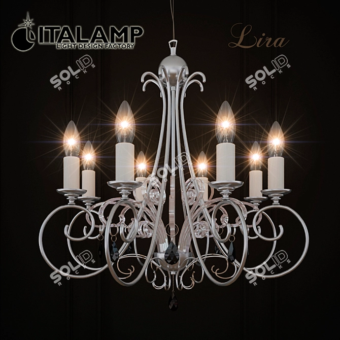 Italian Chandelier LIRA: Black Swarovski Crystals 3D model image 1