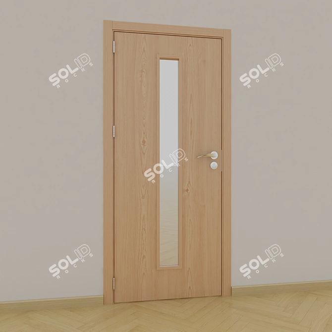 Elegant Glass-Centered Interior Door 3D model image 1