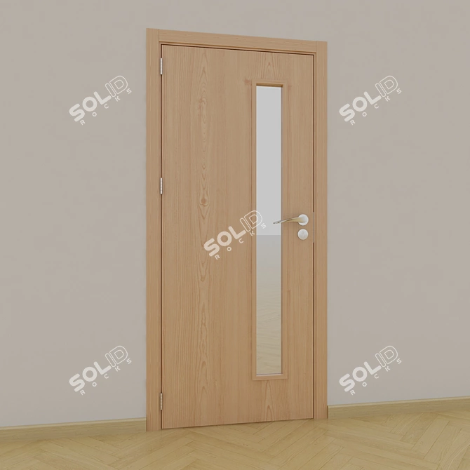 Elegant Glass-Panel Door 3D model image 1