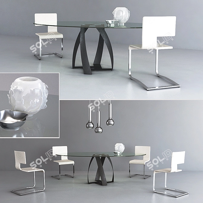 Contemporary Dining Tables Collection 3D model image 1