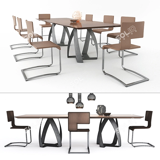 Contemporary Dining Tables Collection 3D model image 3