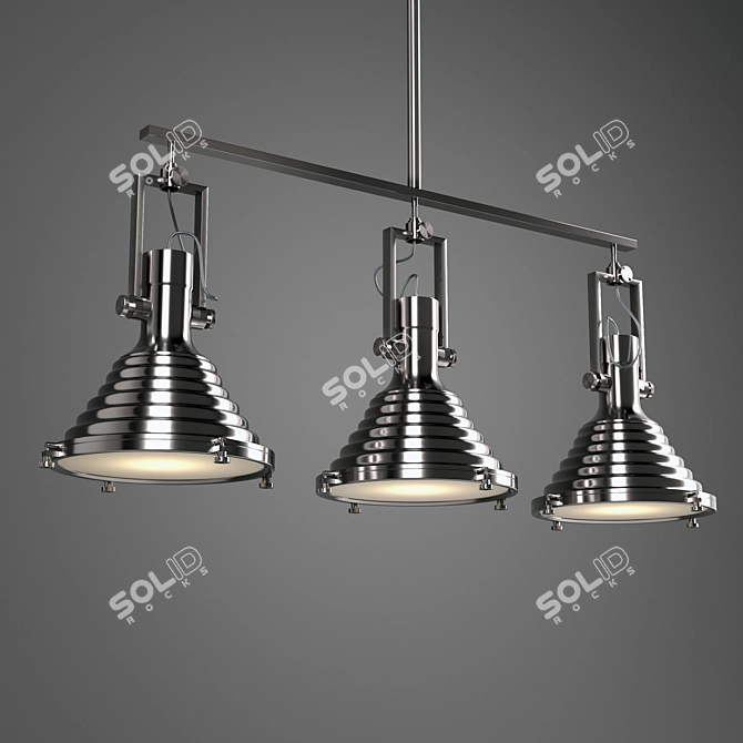 Modern Triple Gear Pendant Light 3D model image 1