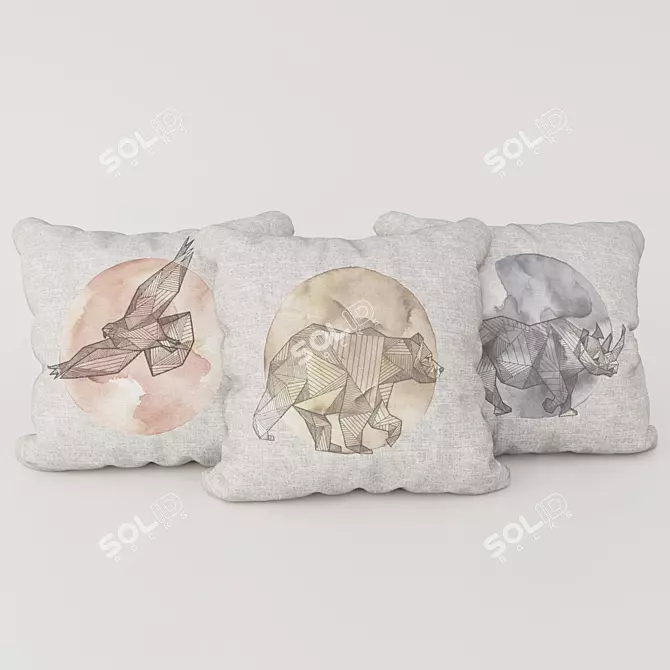 Cozy Linen Animal Pillow 3D model image 1