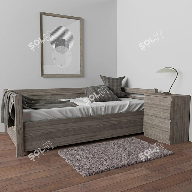 Elegant Modern Bedroom Set 3D model image 1