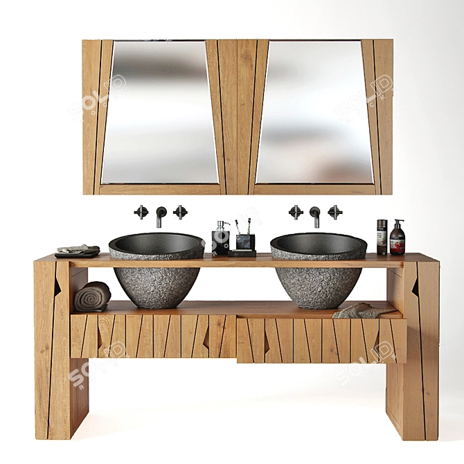 Bati PURI Double Cabinet Set 3D model image 2