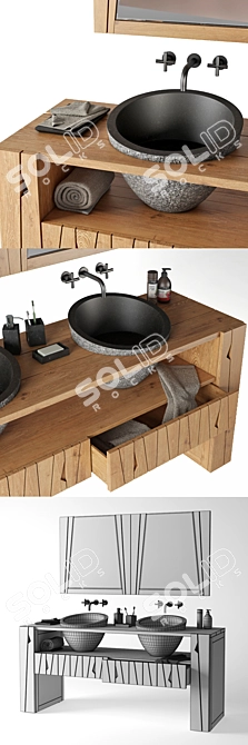 Bati PURI Double Cabinet Set 3D model image 3