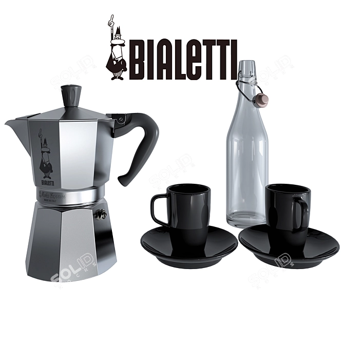 Italian Perfection: Bialetti Moka Set 3D model image 1