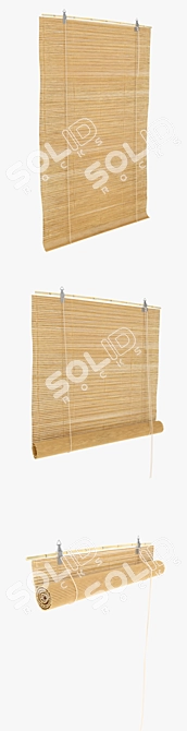 Natural Bamboo Roll Blind & Plastic Window: Elegant Window Covering 3D model image 2