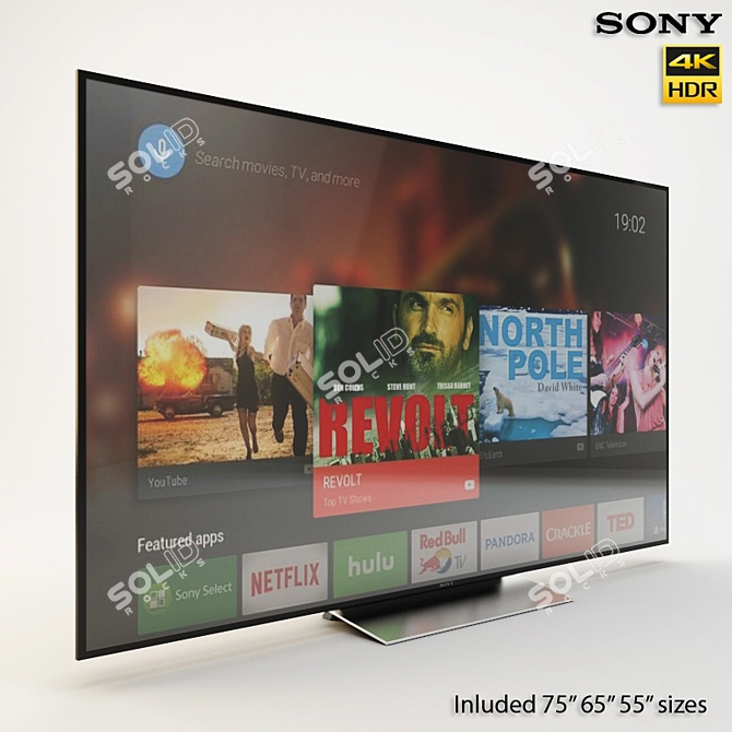 Sony X930D X940D 4K HDR TV 3D model image 1