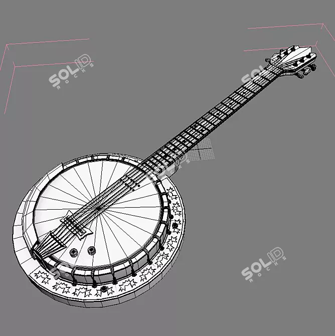 Authentic Banjo Instrument 3D model image 2