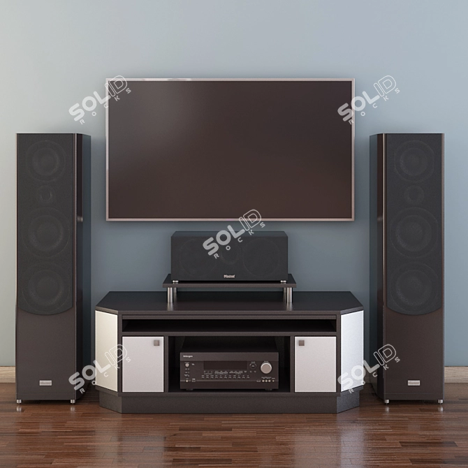Sleek Center-Focused TV Stand 3D model image 1