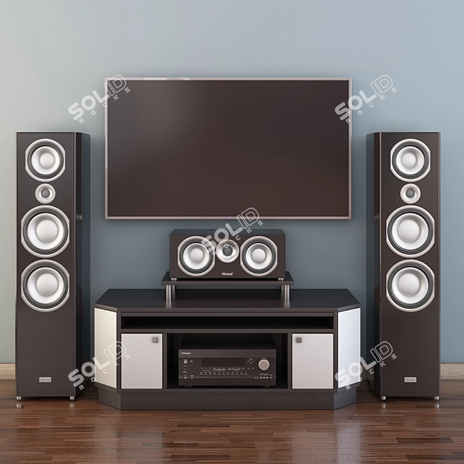 Sleek Center-Focused TV Stand 3D model image 2