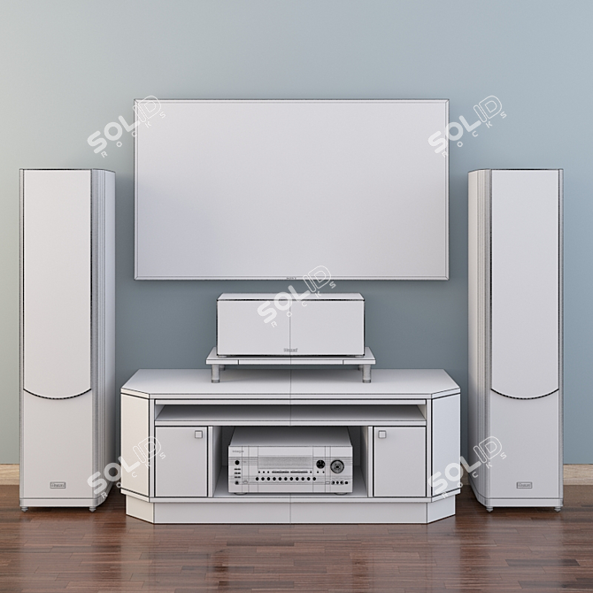 Sleek Center-Focused TV Stand 3D model image 3