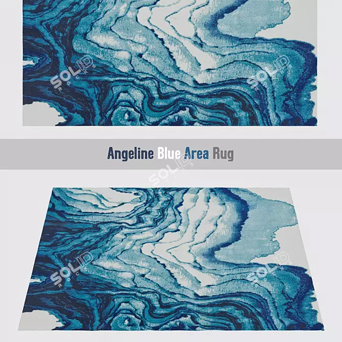 Serene Blue Area Rug 3D model image 1