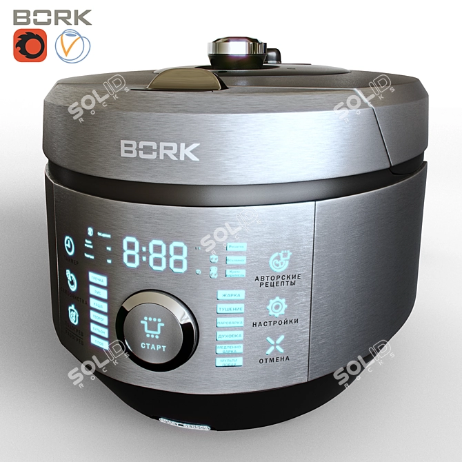 Bork U800: Silver Multicooker for Easy and Delicious Meals 3D model image 2