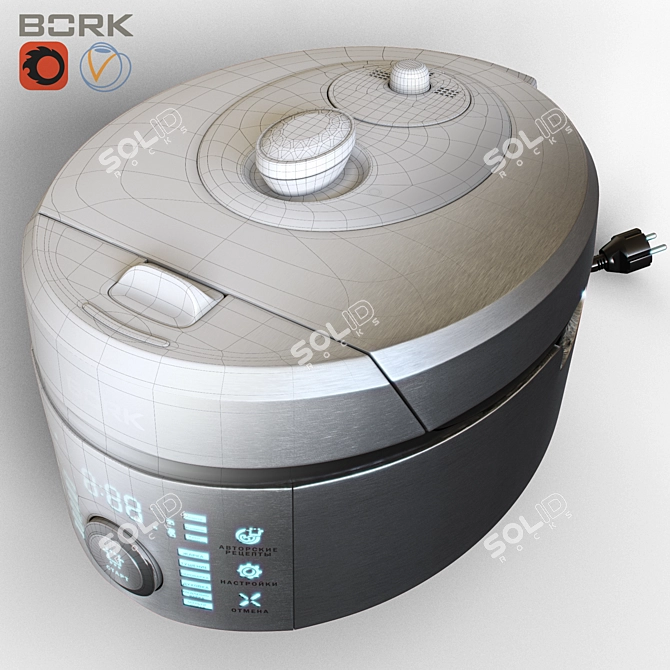 Bork U800: Silver Multicooker for Easy and Delicious Meals 3D model image 3