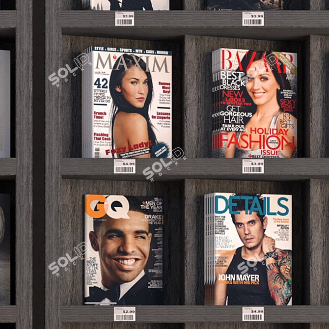 Stylish Display Racks: Books & Magazines 3D model image 2