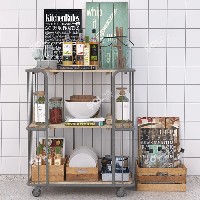 Versatile Kitchen Trolley: Stylish and Practical 3D model image 1