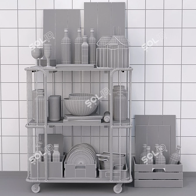 Versatile Kitchen Trolley: Stylish and Practical 3D model image 3