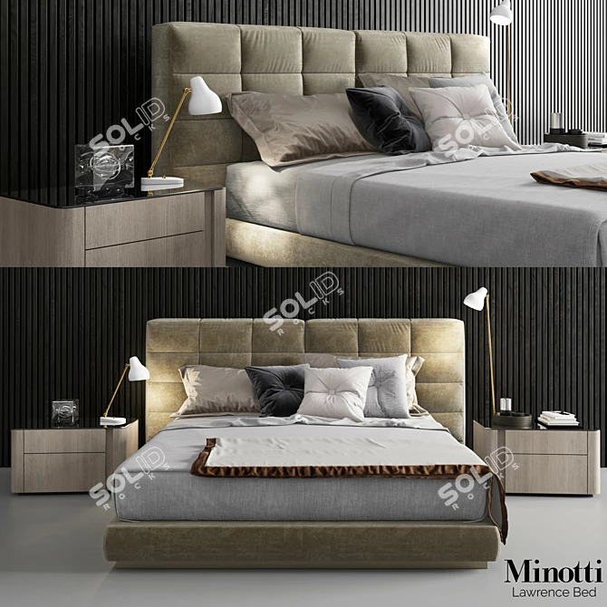 Elegant Minotti Lawrence Bed Set 3D model image 1