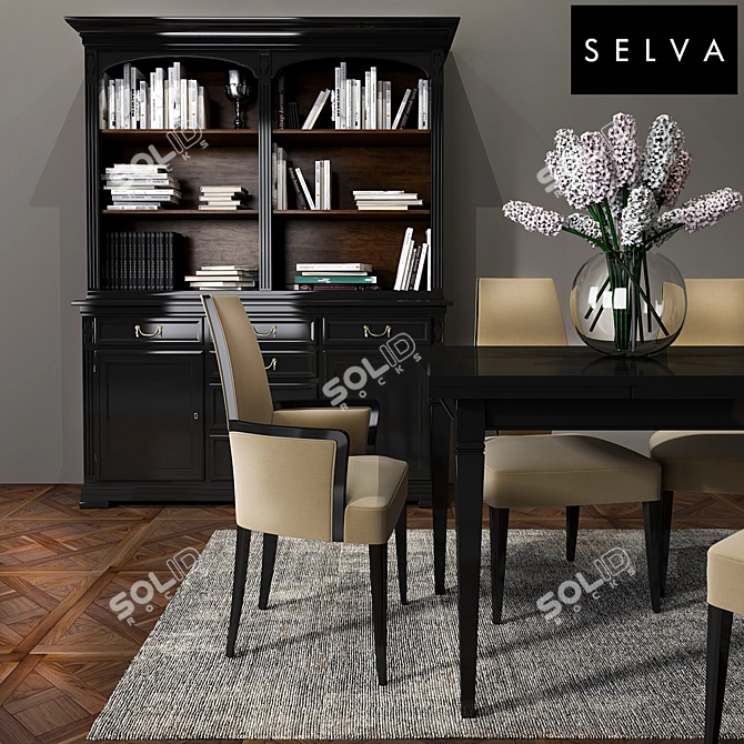 Elegant Selva Dining Set 3D model image 1