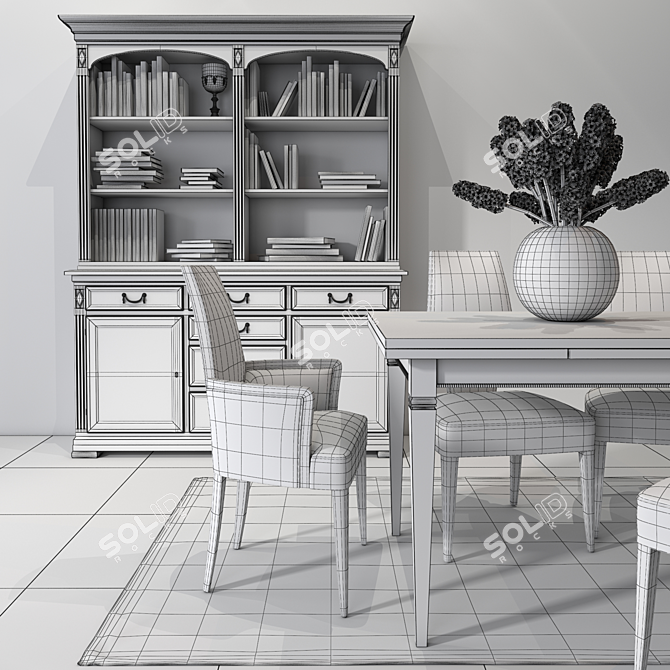 Elegant Selva Dining Set 3D model image 2