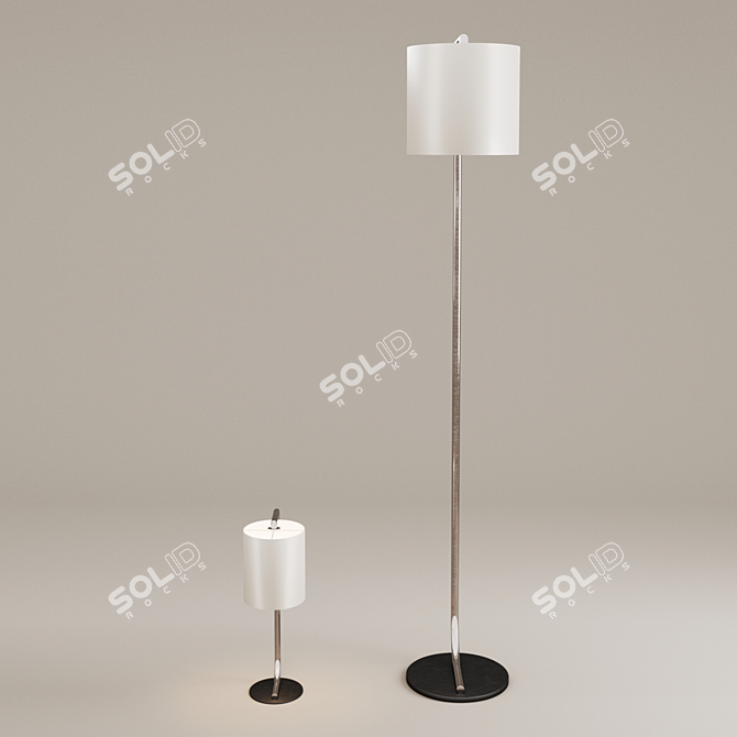 Sleek Decca Lamp Duo 3D model image 2