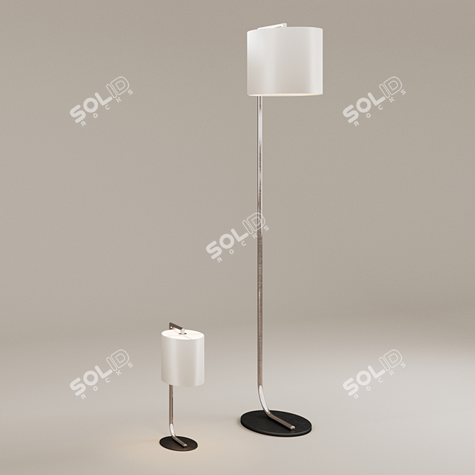 Sleek Decca Lamp Duo 3D model image 3