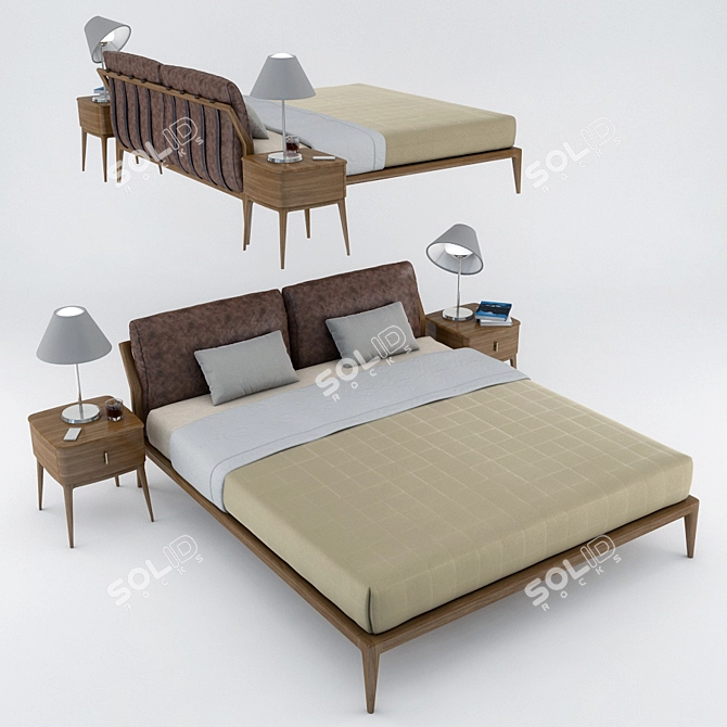 Philipp Selva Indigo Bed: Elegant and Timeless 3D model image 1