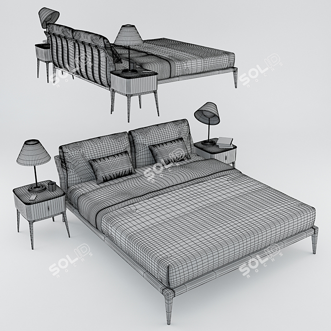 Philipp Selva Indigo Bed: Elegant and Timeless 3D model image 2