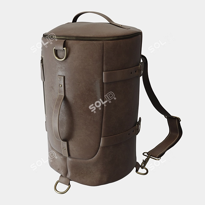 Classic Leather Travel Backpack 3D model image 2