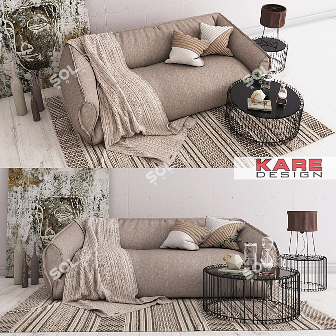 KARE Loft Sofa (Grey): Stylish and Comfortable 3D model image 1