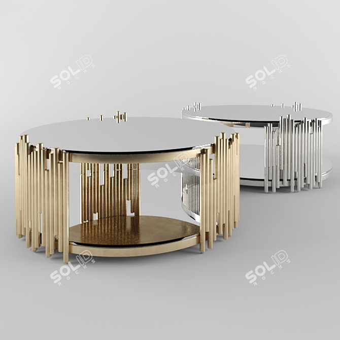 Barcelona Round Glass Coffee Table: Modern Elegance 3D model image 1