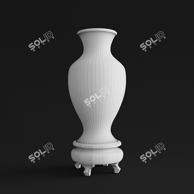 Elegant Red Lacquer Chinese Vases 3D model image 3