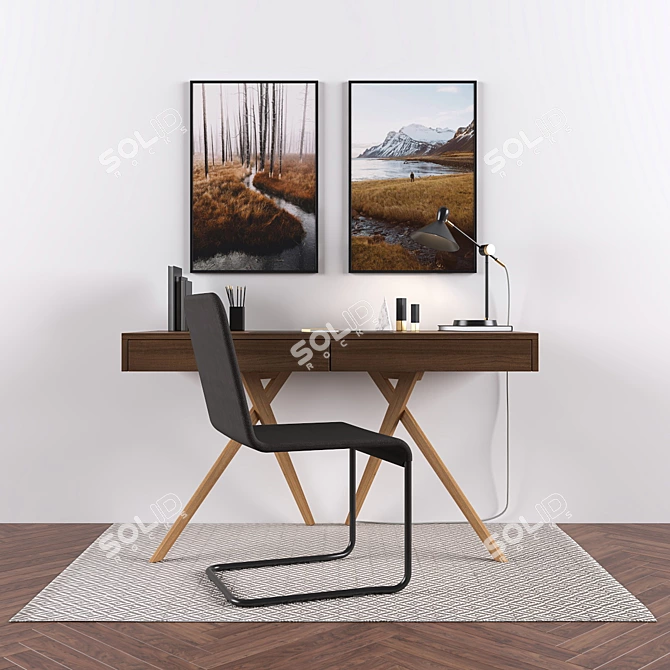 Darcey Desk Set: Sleek, Stylish, and Functional 3D model image 1