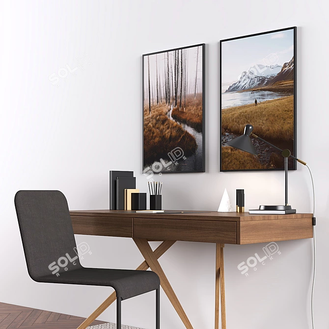 Darcey Desk Set: Sleek, Stylish, and Functional 3D model image 2