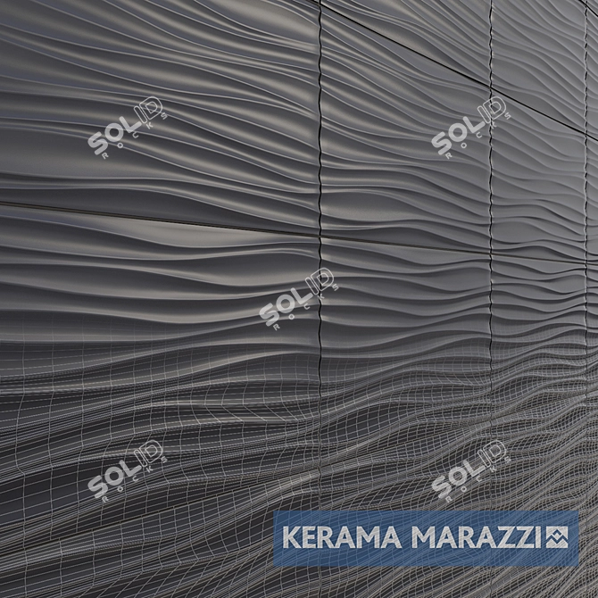 Venetian Carnival: Black Wave Ceramic Tile 3D model image 1