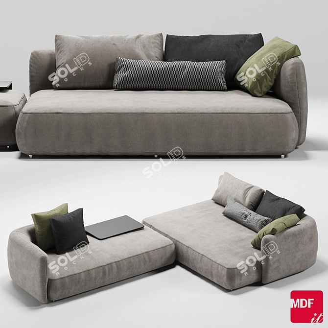 Modern Cosy 2-Section Sofa 3D model image 2